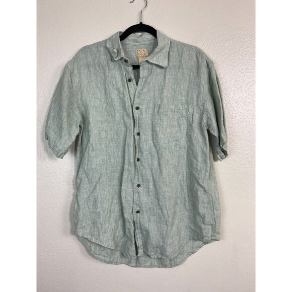 Jos. A. Bank 100% Linen Button Up Shirt Men size Medium Light Green Short sleeve - Picture 14 of 14